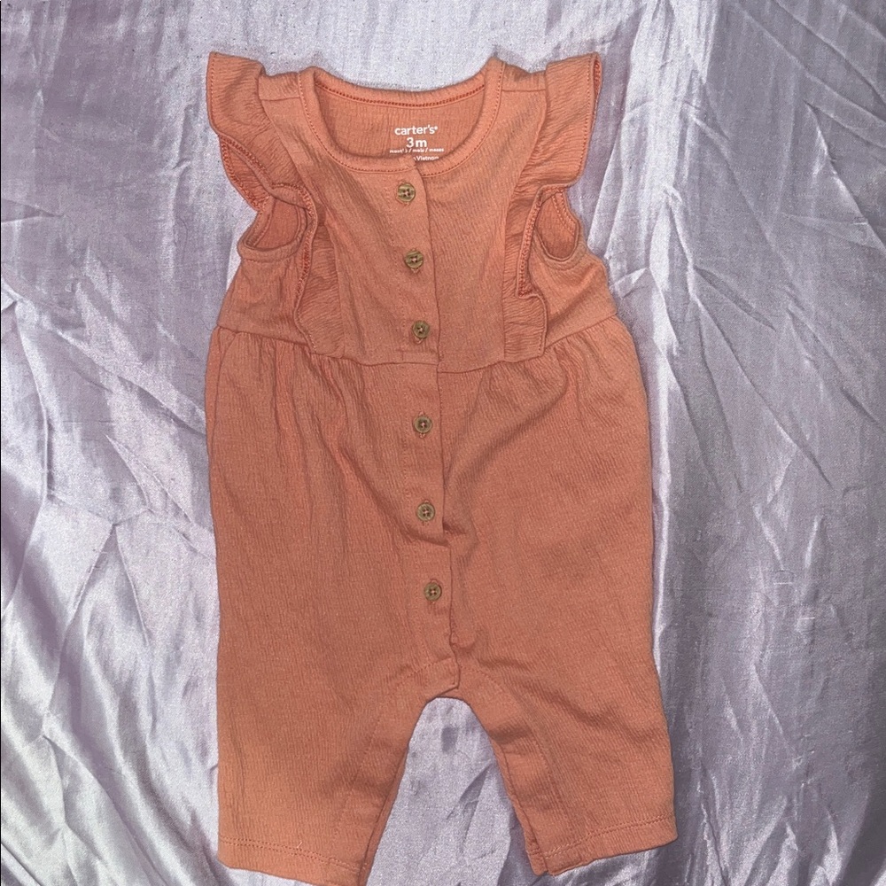 New Condition Carter's Baby 3M Coral Button-Up Romper